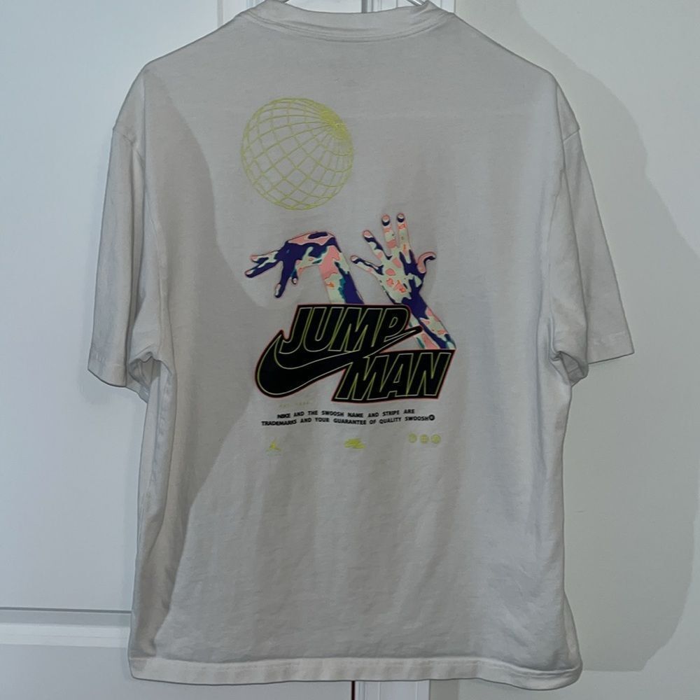 White Michael Jordan Jumpman 23 Nike Air Basketball t shirt M